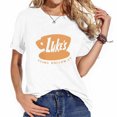 thumbnail image 1 of Women Lukes Stars T-Shirt Hollow Ct Letter Coffee Graphic Print Short Sleeve Tee, 1 of 3