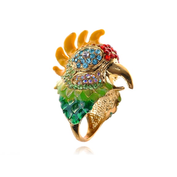 Women Luxury Colorful Bird Crystal Rhinestone Ring for Cocktail Wedding Gift