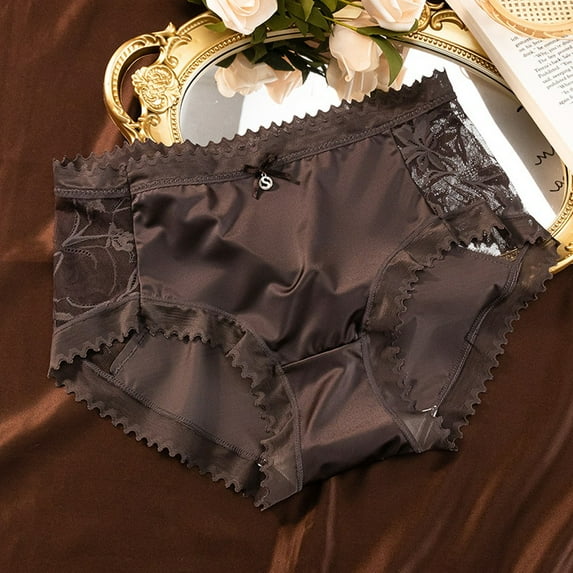 Women Luxury Style Satin Sexy Lace Smooth Stretch Breathable Panties Breifs