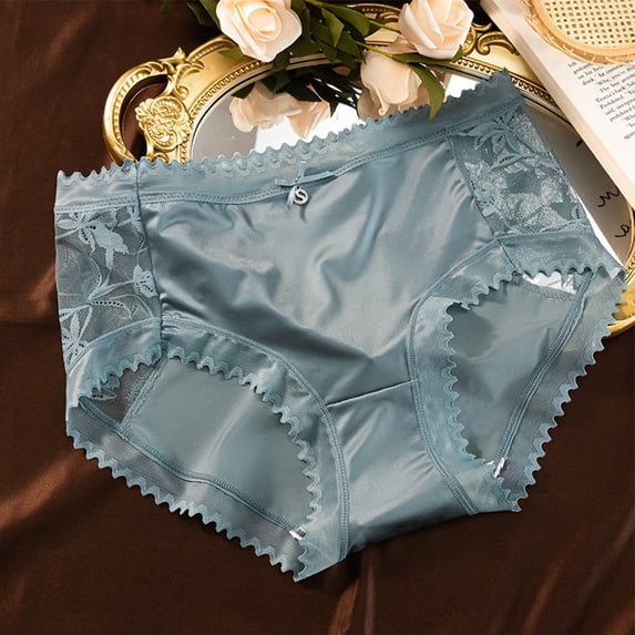 Women Luxury Style Satin Sexy Lace Smooth Stretch Breathable Panties Breifs