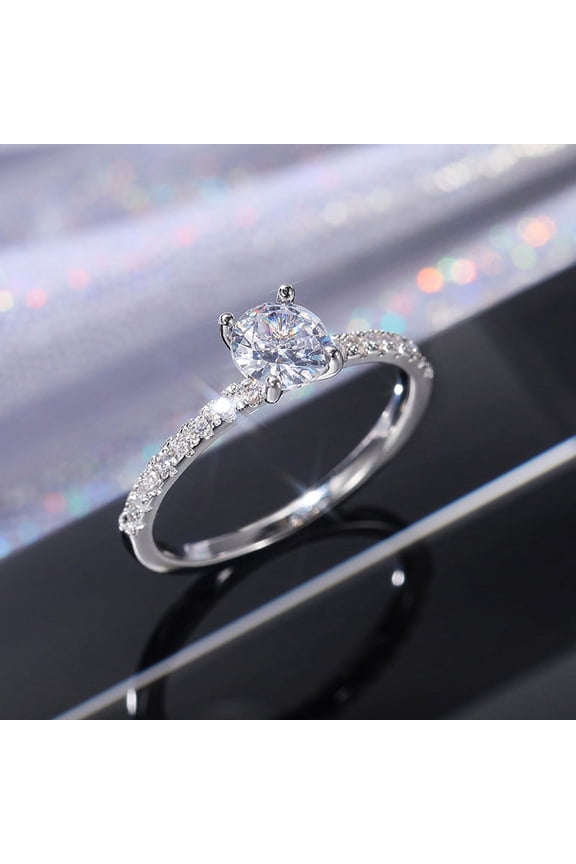 New Women Luxury Zircon Engagement Rings Round Zirconia Rings