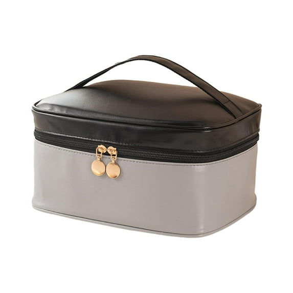 Women Makeup Bag Bathroom Cosmetic Organizer Multifunctional Lightweight Travel Toiletry Bag for Accessories Brushes Set Black Gray