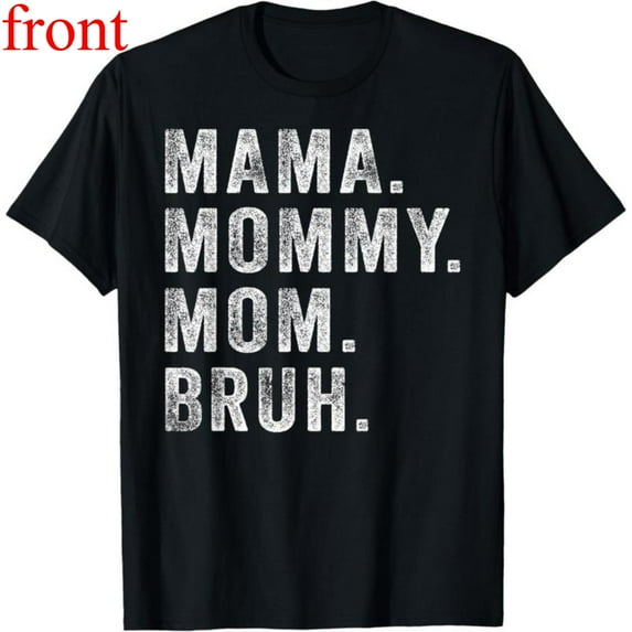 Women Mama Bruh Graphic Comfortable T Shirt Casual Breathable Short Sleeve Round Neck Top Black S-5XL