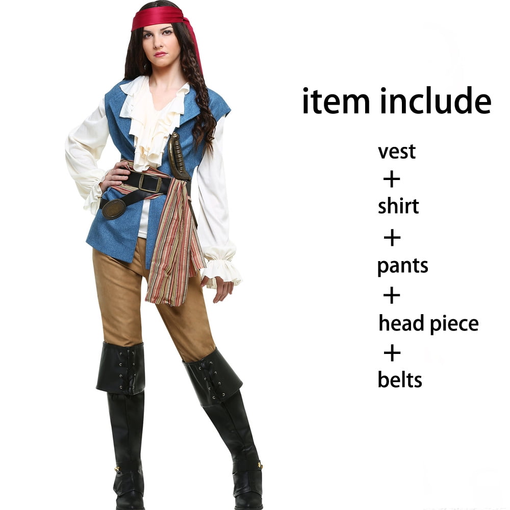 Women Man Halloween Captain Pirate Costume Adult Pirates of the