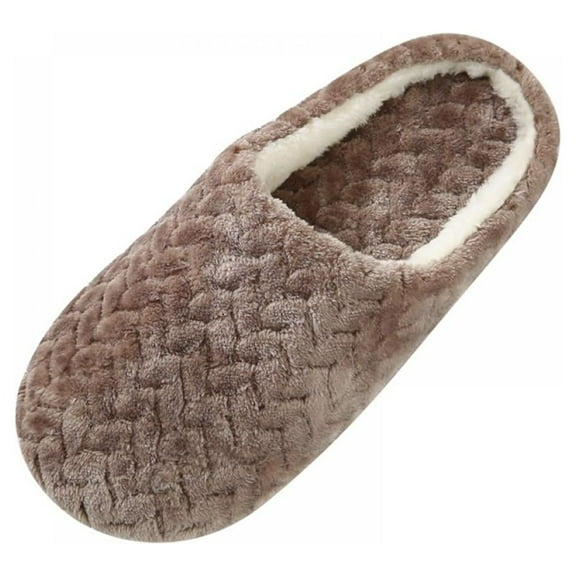 Women Man Slip on Fuzzy House Slippers Memory Foam Slippers Outdoor Indoor Warm Plush Bedroom Shoes