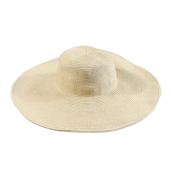 Women Man Wide Brim Sun Protection Straw Hat,Folable Floppy Hat,Summer UV Protection Beach Cap, Beige