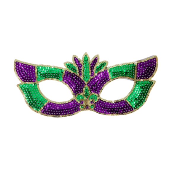 Women Mardi Gras Sequin Mask Costume Shining Fleur De Lis Lace-Up Mask Masquerade Venetian Carnival Mask for Party Decorations 1 PC Multicolor One Size