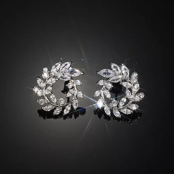 Women Marquise Cut Cubic Zircon Stud Earring Gorgeous 925 Silver Stud Earring
