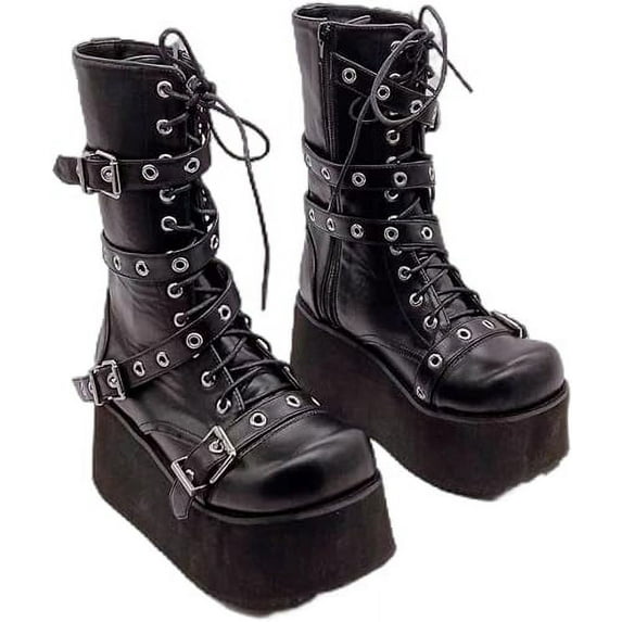 Women Mary Jane Dress Pumps Lolita Shoes Cute Platform Gothic Double Ankle Strap Round Toe Chunky Heel Uniform Pumps Shoes Perfect for School Party Business Work Dance Date Night Club