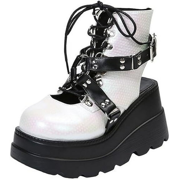 Women Mary Jane Dress Pumps Lolita Shoes Cute Platform Gothic Double Ankle Strap Round Toe Chunky Heel Uniform Pumps Shoes Perfect for School Party Business Work Dance Date Night Club