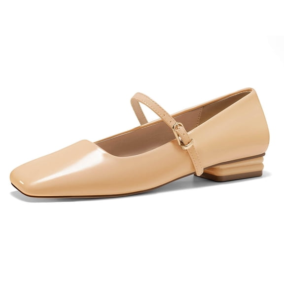 Women Mary Jane Flats Closed Square Toe Ballet Flat Dressy Comfortable Slip on Shoes