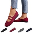 thumbnail image 1 of Women Mary Jane Flats Slip On Shoes Comfortable Knit Casual Ballerina Walking Dressy Office Womens Round Toe Mesh Breathable Lightweight Wide Width Dance Shoes,Deep Red,38, 1 of 7