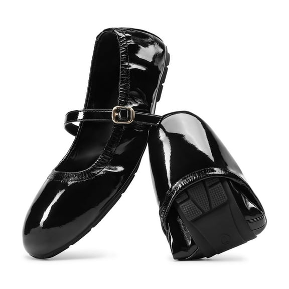 Women Mary Jane Flats Square Toe Foldable Ballet Shoes Comfortable Slip On Dress Shoes for Business Casual Work