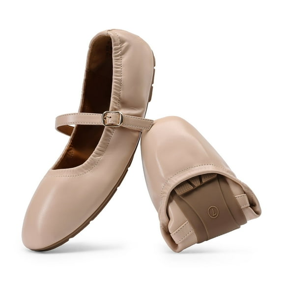 Women Mary Jane Flats Square Toe Foldable Ballet Shoes Comfortable Slip On Dress Shoes for Business Casual Work