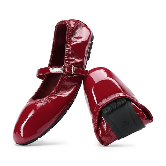 Women Mary Jane Flats Square Toe Foldable Ballet Shoes Comfortable Slip On Dress Shoes for Business Casual Work