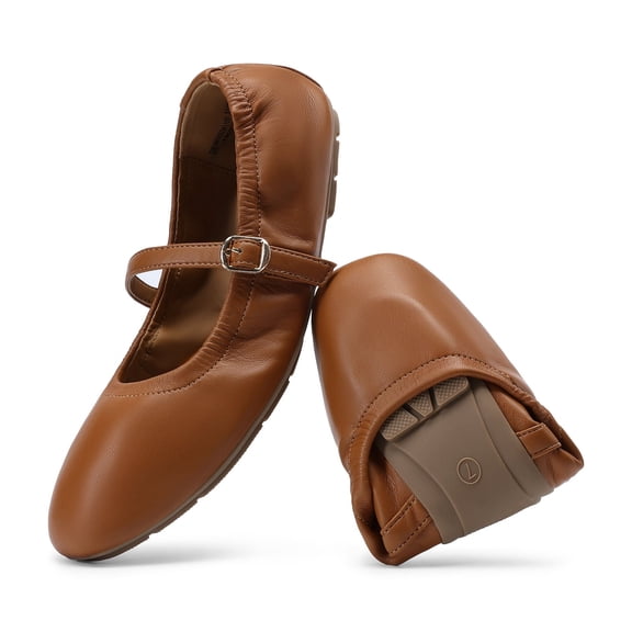 Women Mary Jane Flats Square Toe Foldable Ballet Shoes Comfortable Slip On Dress Shoes for Business Casual Work