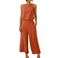 thumbnail image 1 of Women Matching Sets Outfits Womens Travel Outfit Clothing Set Female Round Neck Sleeveless Tops Pants Sets Trousers Pant Style S_120 Women's Tracksuits Red XL, 1 of 8