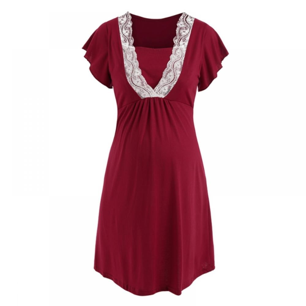 Women Maternity 3 in 1 Delivery/Labor/Nursing Nightgown Short Sleeve