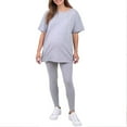 thumbnail image 1 of Women Maternity Clothes 2 Piece Pant Sets Soft Short Sleeve Pregnancy Top and Leggings Lounge Sleepwear Outfits (XL, Gray), 1 of 3