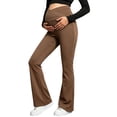 thumbnail image 1 of Women Maternity Flared Leggings Over The Belly Stretchy Pregnancy Yoga Trousers for Workout Activewear Coffee XL, 1 of 5