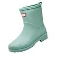 thumbnail image 1 of Women Matte Mid Calf Rain Boots, Waterproof Slip On Outdoor Fashion Rubber Rain Shoes Green 38, 1 of 4