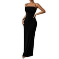 thumbnail image 1 of Women Maxi Bodycon Dresses Square Neck Sleeveless Elegant Spaghetti Strap Cocktail Party Club Long Dress, 1 of 8