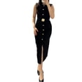 thumbnail image 1 of Women Maxi Dress Sleeveless Bodycon Long Tank Dresses Elegant Button Down Workwear Dress, 1 of 9