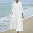 thumbnail image 1 of Women Maxi Dresses Summer Casual Cotton Long Sleeve Button Up Shirt Dresses 2026 Beach Feminine flowy Dress White M, 1 of 9