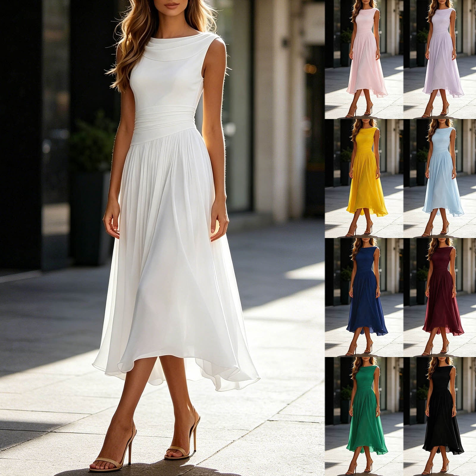 Women Maxi Dresses Tank Elegant Sleeveless Dress Graduation Seaside Party Feminine Casual Fit Off The Shoulder Swirl Neckline Summer Dress Purple S-3XL