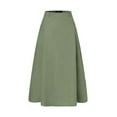 thumbnail image 1 of Women Maxi Skirt High Waist Irregular Large Hem Long Skirt Solid Color A-Line Loose Fit Skirt Streetwear-Army Green,L, 1 of 7