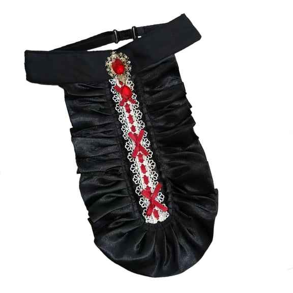 Women Medieval False Collar Victorians Colonial Jabot Ruffled Satins Crystal Detachable Collar Necktie Halloween Costume