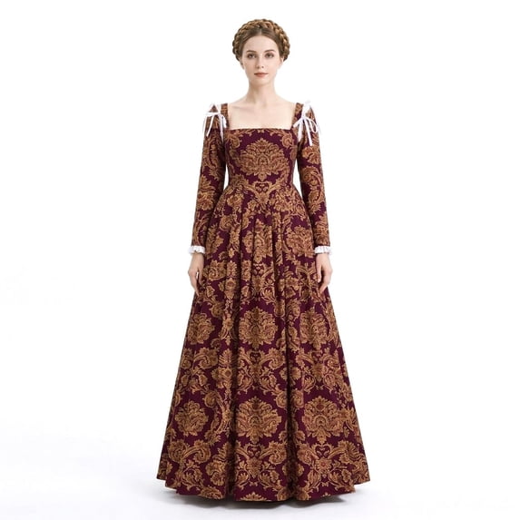 Women Medieval Renaissance Dress Tudor Costume Women's Medieval Floral Dress Victorian Ball Gown