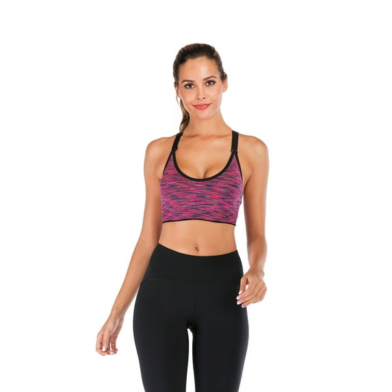 Women Medium Support and Removable Pad Tank Top Sports Bra for Exercise & Fitness, Dark Red, M