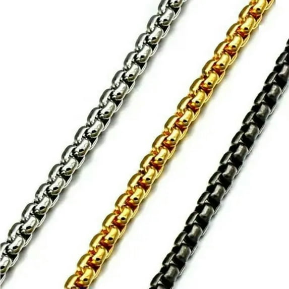 Women Men 1.5-4mm Stainless Steel Gold Plated Square Rolo Chain Necklace