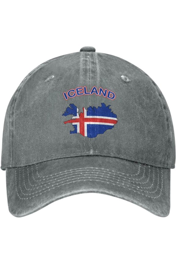 Women Men Adjustable Baseball Cap with Iceland Flag Map Pattern, Dad Snapback Hip Hop Hats