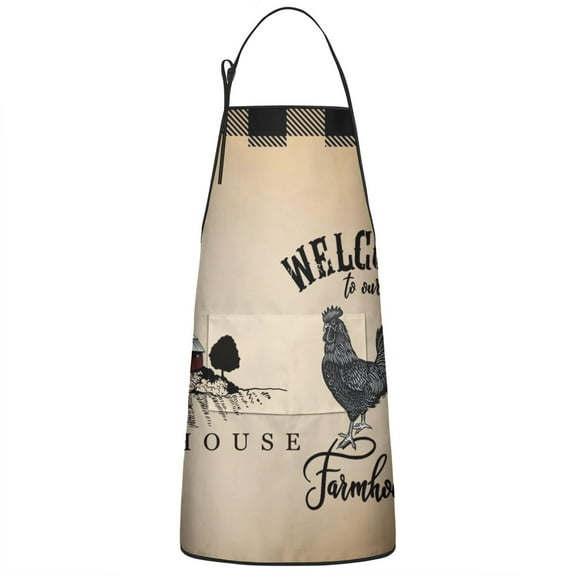 Women Men Adjustable Bib Apron with Pockets Farmhouse and Chickens Cooking Kitchen Aprons