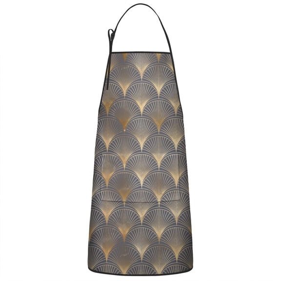 Women Men Adjustable Bib Apron with Pockets Grey Bronzing Cooking Kitchen Aprons