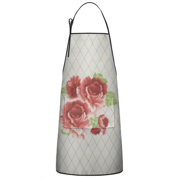 Women Men Adjustable Bib Apron with Pockets Pioneer Colorful Floral Cooking Kitchen Aprons