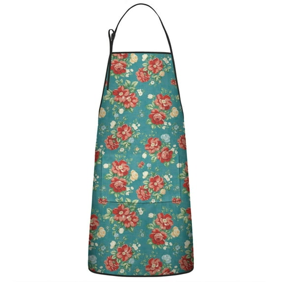 Women Men Adjustable Bib Apron with Pockets Pioneer Colorful Floral Cooking Kitchen Aprons