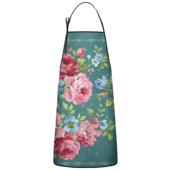 Women Men Adjustable Bib Apron with Pockets Pioneer Colorful Floral Cooking Kitchen Aprons