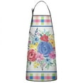 thumbnail image 1 of Women Men Adjustable Bib Apron with Pockets Pioneer Colorful Floral Cooking Kitchen Aprons, 1 of 7