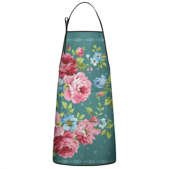 Women Men Adjustable Bib Apron with Pockets Pioneer Colorful Floral Cooking Kitchen Aprons