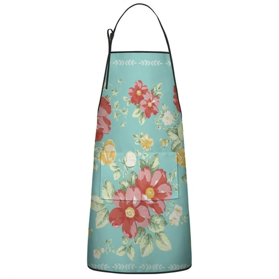 Women Men Adjustable Bib Apron with Pockets Pioneer Colorful Floral Cooking Kitchen Aprons