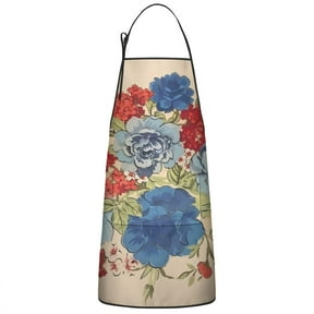 Women Men Adjustable Bib Apron with Pockets Pioneer Colorful Floral Cooking Kitchen Aprons