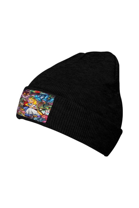 Women Men Alice in Wonden-Lan Beanies Graphic Knitted Hat Women Winter Soft Warm Cap