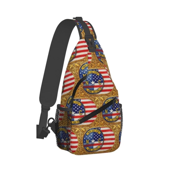 Women Men America-Carolina Flag Painted Sling Backpack Casual Shoulder Sling Bag Gym Travel Hiking Daypack