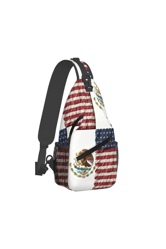 Women Men America Mexican Flag Art Sling Backpack Casual Shoulder Sling Bag Gym Travel Hiking Daypack