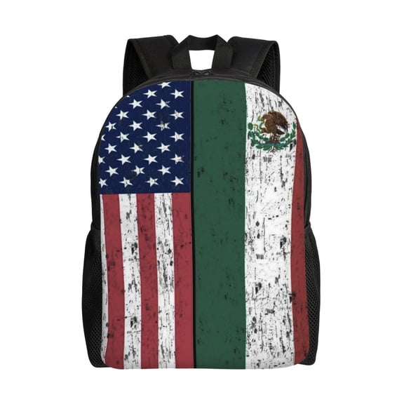Women Men America Mexico Flag Backpack Lightweight Rucksack Casual Daypack For Laptop Trave