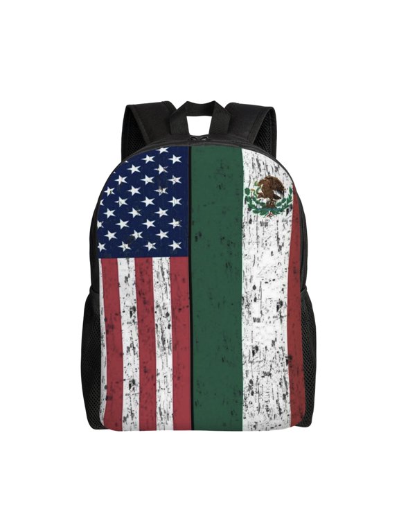 Women Men America Mexico Flag Backpack Lightweight Rucksack Casual Daypack For Laptop Trave