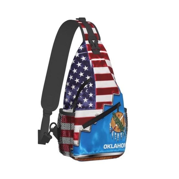 Women Men America Oklahoma Flag Sling Backpack Casual Shoulder Sling Bag Gym Travel Hiking Daypack
